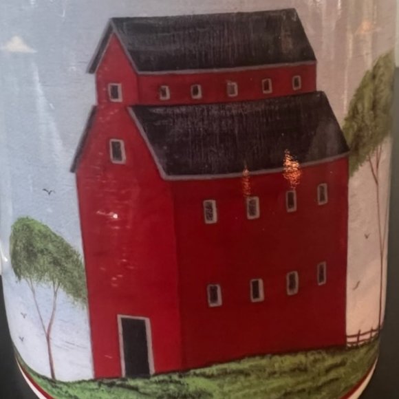 Set of 2 Warren Kimble RED BARNS 1998 Folk Art Coffee Mugs ~ Sakura ~ Americana - Picture 7 of 10